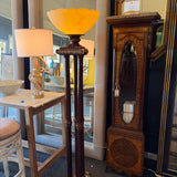 Ornate Metal & Wood Torchiere Floor Lamp