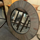 31" Round Faux Wood Mirror