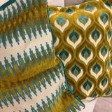 Pair of Chartreuse/Teal Pillow Covers