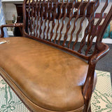Theodore Alexander Leather & Wood Bench