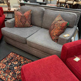 Dark Gray Love Seat with Nail Head Trim