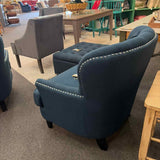 Navy Blue Tufted Back Arm Chair