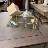 Vintage Glass Tray with Metal Handles