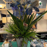 Custom Purple Iris and Lavender in White & Gold Decanter