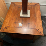 Mission Style End Table with Leather Accents