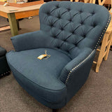 Navy Blue Tufted Back Arm Chair