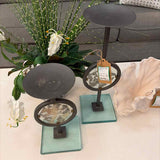 PAIR of Glaass & Metal Candle Holders