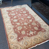 4'x6' Rust & Ivory Floral Rug with Fringe