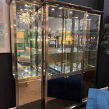 Design Institute America Vintage Chrome and Brass Breakfront Curio