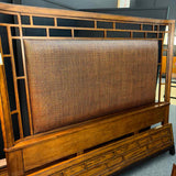 KING Tommy Bahama Walnut Finish Bed with Rattan Inset