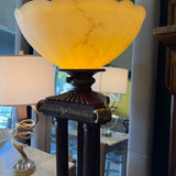 Ornate Metal & Wood Torchiere Floor Lamp