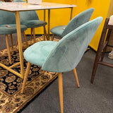 PAIR of Teal Velvet Mid Century Modern Chairs