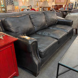 Three on Three Leather Sofa with Nail Head Trim