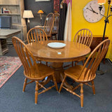 Honey Oak Pedestal Table & Four Chairs