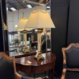 Neoclassical Style Alabaster& Brass Column Base Table Lamp