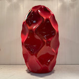16" Red Geometric Ceramic Vase