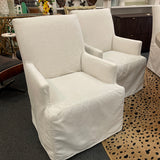 PAIR of Rowe Furniture "Finch" Slipcover Dining Arm Chairs