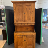Antique Primitive Pine Stepback Cupboard