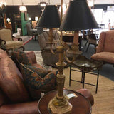 Gold Candelabra Table Lamp with Black Shades