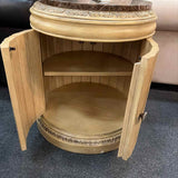 Drum Style End Table with Marble Top