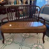 Theodore Alexander Leather & Wood Bench