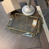 Vintage Glass Tray with Metal Handles