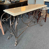 Marble Top Console with Bronze Metal Base