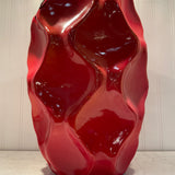 16" Red Geometric Ceramic Vase
