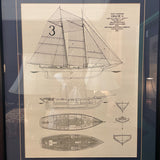 Framed Nautical Blue Print  Art