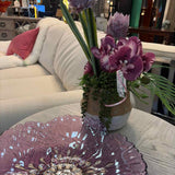 Custom Purple Floral with Fern Accent in Basket Look Planter
