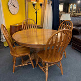 Honey Oak Pedestal Table & Four Chairs