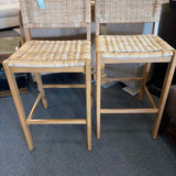 PAIR of World Market "Amolea" Wood & Rattan Bar Height Stool