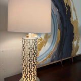 Chrome & White Cylinder Base Table Lamp