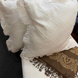 PAIR of PiuBelle White Ruffle Edge Euro Shams with Insert