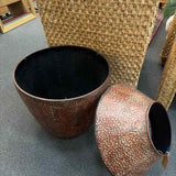 Large Hammered Copper Finish Metal Floor Vase