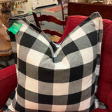22" Black & White Checked Pillow
