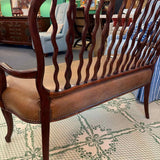 Theodore Alexander Leather & Wood Bench