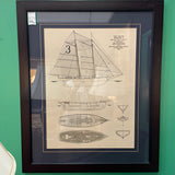 Framed Nautical Blue Print  Art