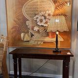 Bronze Table Lamp with Rattan Shade