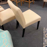 Crate & Barrel SET of 4 Taupe Leather Dining Chairs