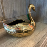 Vintage Brass Swan Planter