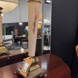 Neoclassical Style Alabaster& Brass Column Base Table Lamp