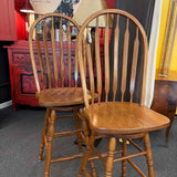 PAIR of Windsor Style  Bar Height Swivel Stools