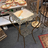 Metal Plant Stand with Marble Inlay