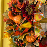 Fall Wreath with Pumpkin Bow