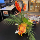Custom Tropical Arrangment in Round Glass and Moss Planter