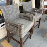 PAIR of Woven Wicker Counter Stools