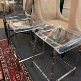 PAIR of Lucite & Chrome Stools