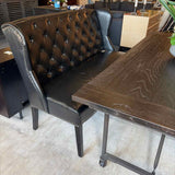 Arhaus Black Leather Tufted Settee