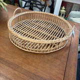 Round Rattan Tray with Handles